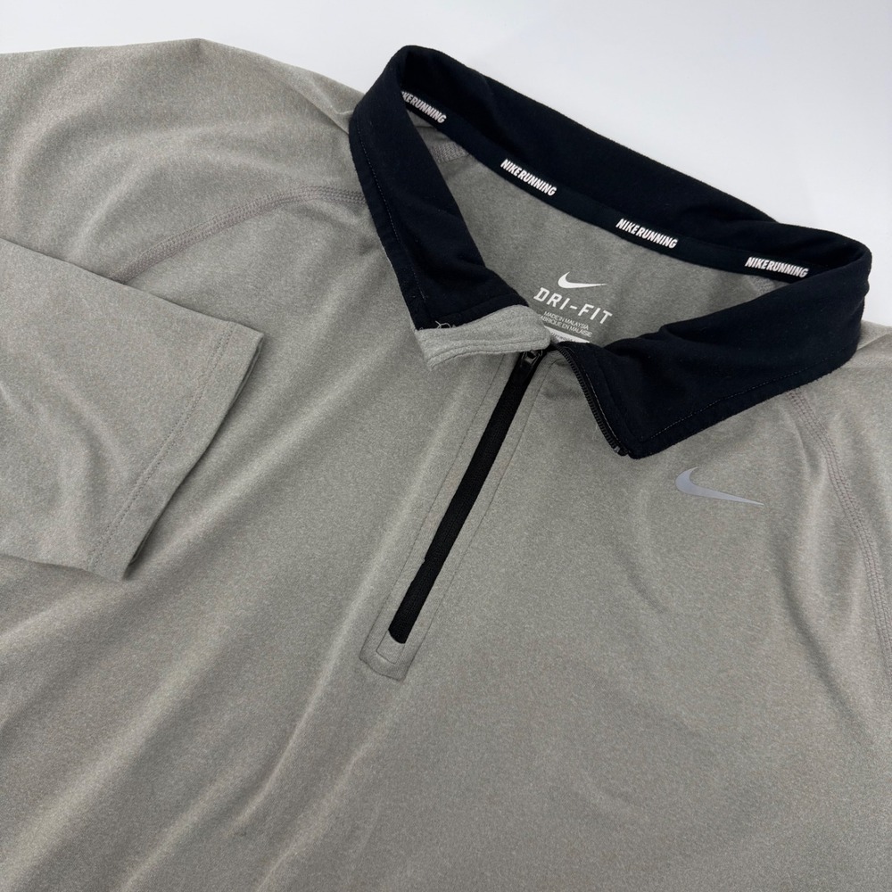 Nike Dri-FIT Running Top Mens XL Gray Quarter Zip Long Sleeve Pullover